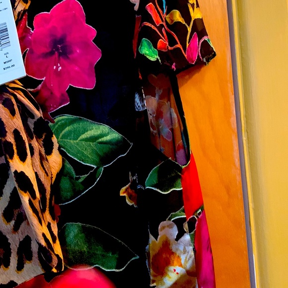 Alice + Olivia by Stacey Bendet bright lively colorful floral silk sheer blouse - Picture 4 of 7